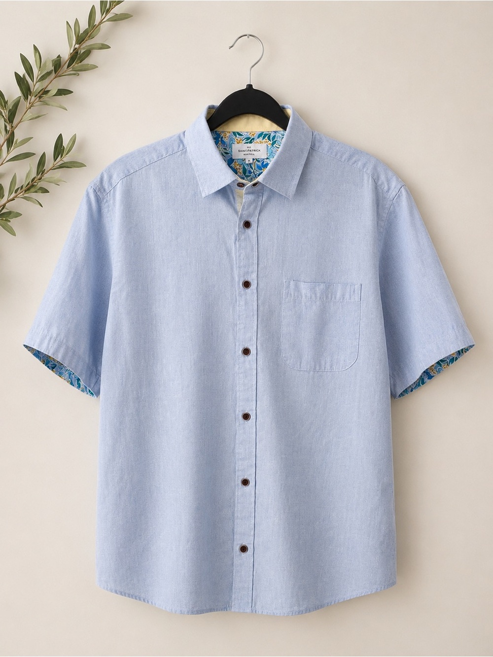 Rue Saint-Patrick Cotton Linen Blend Short-Sleeve Men’s Medium Shirt Preppy